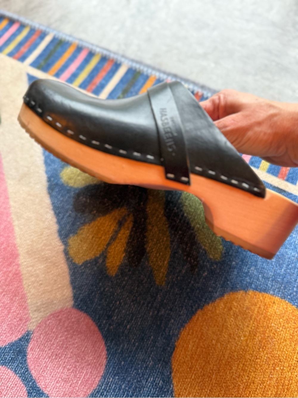 Swedish Hasbeens “Husband” Clogs with Wooden Soles - Picture 9 of 13